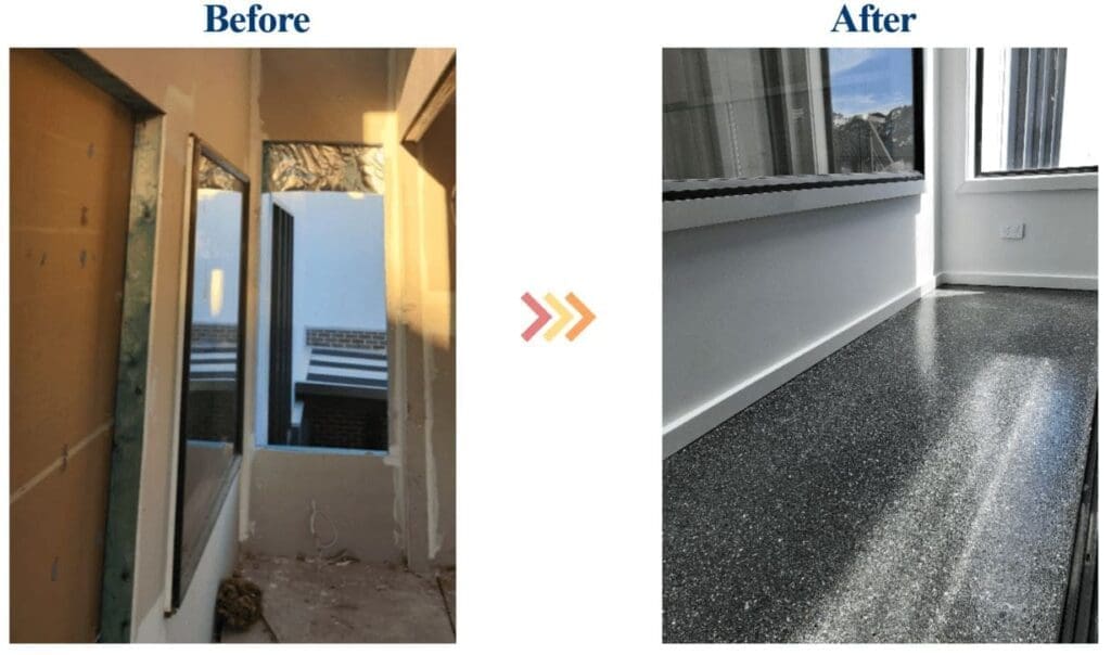 Windows and floor Transformation. window and epoxy floor sydney contracting engineers at sce corp