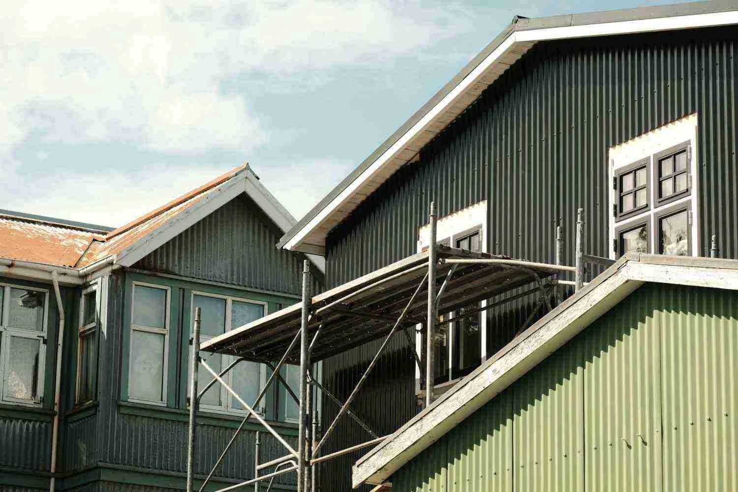 Building undergoing renovation in Sydney with scaffolding and exterior works